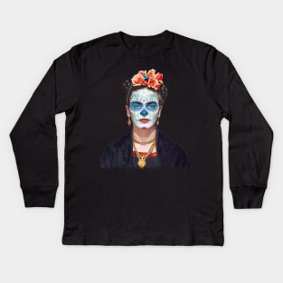 Frida Kahlo Day of the Dead Kids Long Sleeve T-Shirt